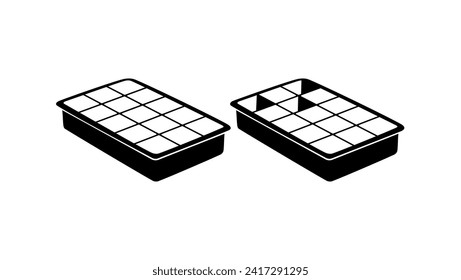 Ice Cubes Tray for Freezer, black isolated silhouette