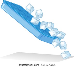 Ice cubes from ice tray on white background illustration svg