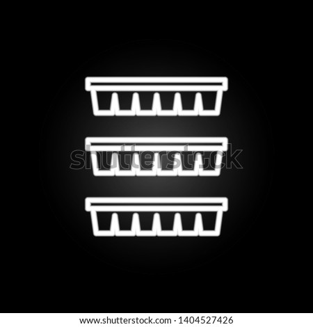 Ice cubes trays neon icon. Elements of kitchen utencils set. Simple icon for websites, web design, mobile app, info graphics