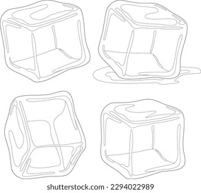 Ice cubes. Vector black and white coloring page