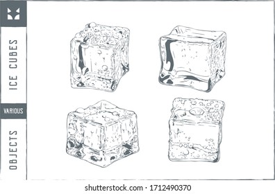 Ice Cubes Vector illustration - Hand drawn - Out line