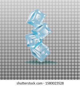 Ice cubes vector illustration on transparent background. Vector