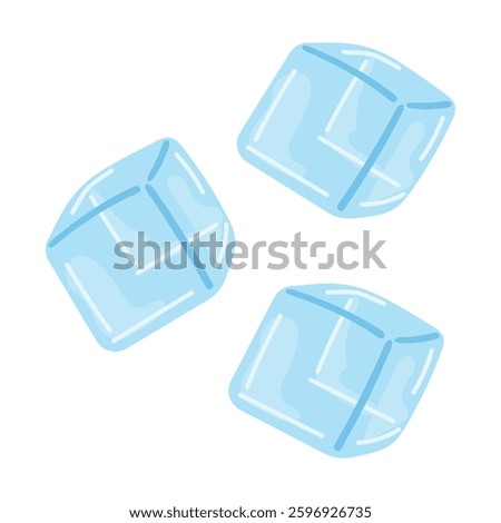 Ice cubes. Vector illustration set on white background