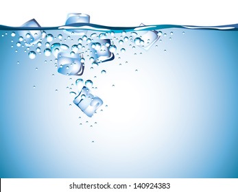 ice cubes in water close-up vector