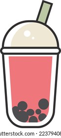 ice cup boba vector design ilustration with flat icon