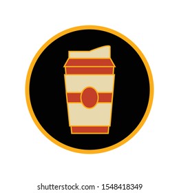 ice cup  and coffee cup sweaty drink black and orange icon vector Design for web,apps,and restaurant.
