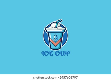 Un logotipo de taza de hielo es adecuado para un negocio que opera proporcionando bebidas frías junto a la taza y da una sensación de frío refrescante. La combinación de colores crea un ambiente frío.