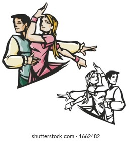 Ice dancing. Vector illustration