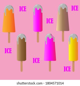 Ice dessert on pink background