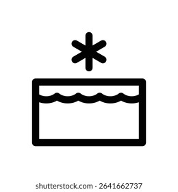 Ice diving. Editable stroke vector icon.