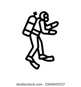 Icono de línea deportiva de invierno de buceo en hielo. Vector deportivo de invierno de buceo en hielo. Ilustración negra de contorno aislado