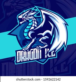 ice dragon mascot esport logo design