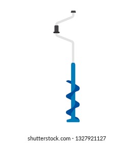Ice drill fishing hobby vector icon season equipment. Boer hole sport flat tool isolated illustration leisure