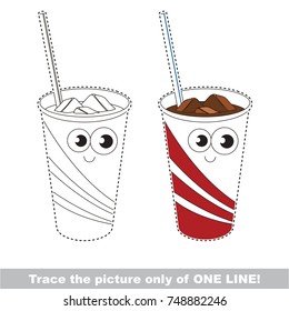 Ice Drink to be traced only of one line, the tracing educational game to preschool kids with easy game level, the colorful and colorless version.