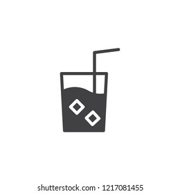 Ice drink glass and straw vector icon. filled flat sign for mobile concept and web design. ice water fresh simple solid icon. Symbol, logo illustration. Pixel perfect vector graphics