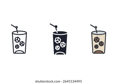 ice drink icons isolated on White Background. Flat style design
