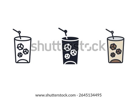 ice drink icons isolated on White Background. Flat style design