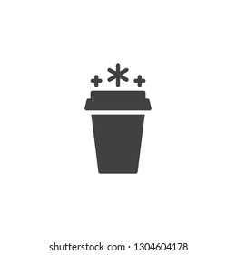 Ice drink paper cup vector icon. filled flat sign for mobile concept and web design. Take away ice coffee cup simple solid icon. Symbol, logo illustration. Pixel perfect vector graphics