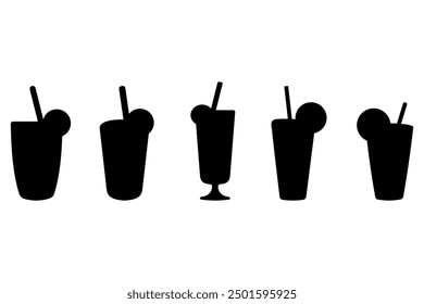 Ice drink silhouette illustration icon set