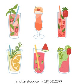 Ice drink,cold coctails with fruits and mint