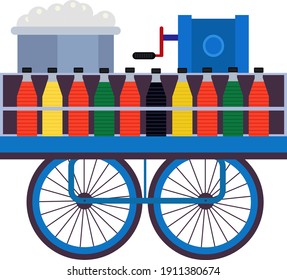 Carrito de bebidas heladas, ilustración, vector sobre fondo blanco.