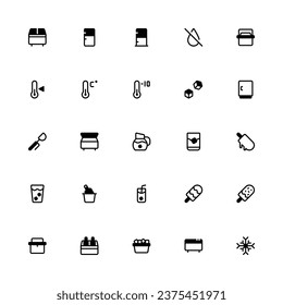 Ice Drinks Party Icon Collection. Pixel Perfect Freezer Semibold Style 2D Icon