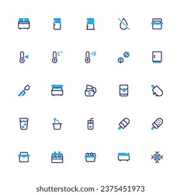 Ice Drinks Party Icon Collection. Pixel Perfect Freezer Semibold Color Style 2D Icon
