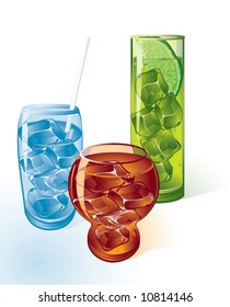 Ice drinks. Vector.