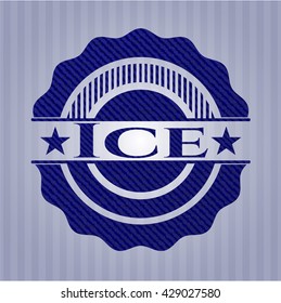 Ice emblem with jean background