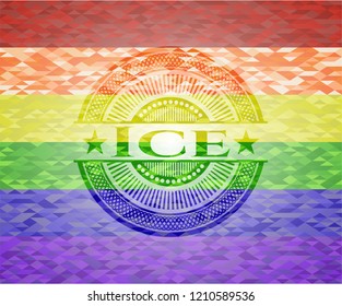 Ice emblem on mosaic background with the colors of the LGBT flag
