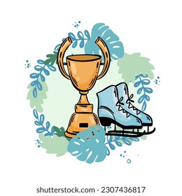 ice figure skate icon vector illustration. Winter sport skates icons. figure skates ready for your design on a white background. Elements for the image of a ski resort, mountain entertainment.