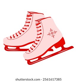 Ice figure skate icon. Winter sport skates icons. Figure skates isolated on white background. Elements for the image of a ski resort, mountain entertainment. Vector illustration. 