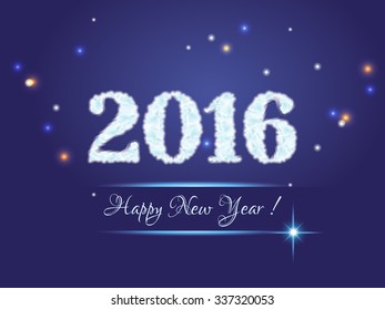 ice figures 2016 on blue background.Party poster, greeting card, banner or invitation.
