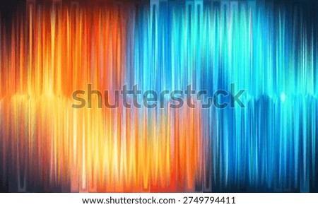 Ice fire bg. Red and blue ribbed glass background. Cold and heat abstract tech design. Cool and flame fluted wallpaper. Vector illustration EPS 10.