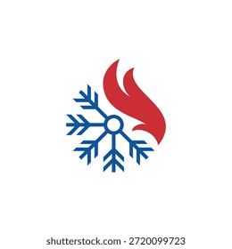 Incendio de hielo o logotipo frío caliente 