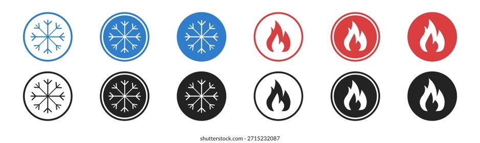 Icono de hielo y fuego, símbolo e ilustración de Vector, copo de nieve y signos de temperatura, clima caliente y frío, Clima y diseño estacional, elemento aislado de estilo plano sobre fondo transparente.