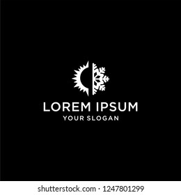 Ice and fire logo design premium