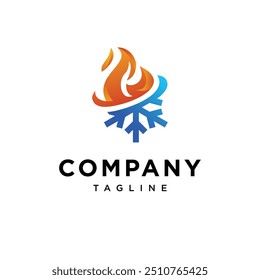 Vector de icono de logotipo de hielo y fuego