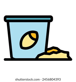 Ice fish bucket icon outline vector. Fishing hole. Frozen winter color flat