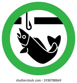 Ice Fishing allowed sign, modern round sticker, vector illustration