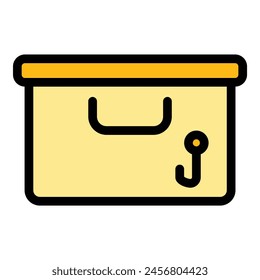 Ice fishing box icon outline vector. Winter fisherman. Winter lake color flat