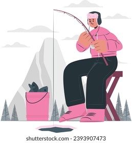 ice fishing concept illustration vector