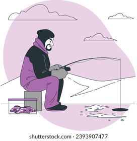 ice fishing concept illustration vector