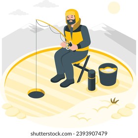 ice fishing concept illustration vector