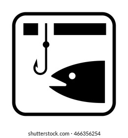Ice fishing graphic symbol flat vector illustration. Fish and anchor simple icon.
