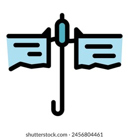 Ice fishing hole icon outline vector. Winter lake. Snow man color flat