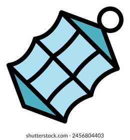 Ice fishing net icon outline vector. Winter lake. Man snow color flat