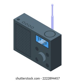 Ice fishing radio icon isometric vector. Winter fisherman. Outdoor sitting