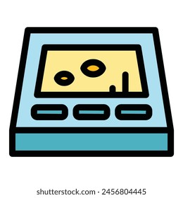 Ice fishing sonar icon outline vector. Winter fishing. Snow lake color flat