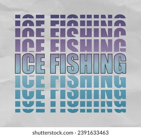 Efecto de texto de pesca del hielo, diseño de camisetas de pesca del hielo, textura de papel